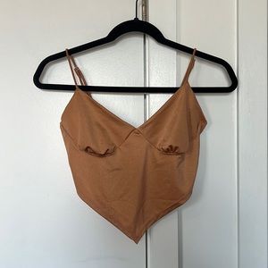 Love Tree Salmon Silky Bandana Style Crop Top with Tie in Back — Size: M